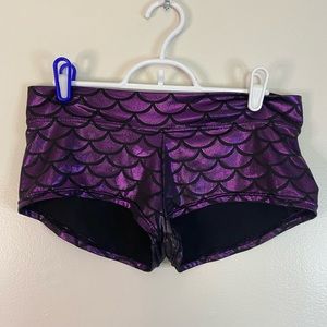 Purple mermaid print booty shorts size medium